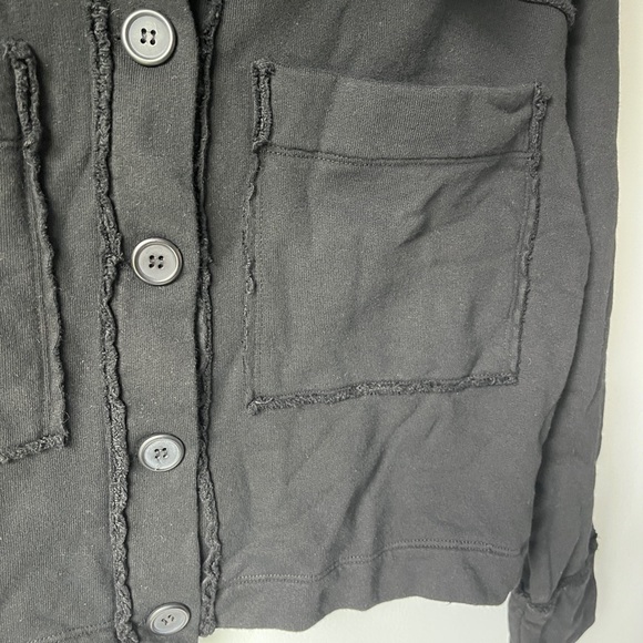 Anthropologie t.La French Terry Lined Black Crop Jacket - Picture 6 of 10